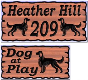 Heather Hill and Dog at Play signs